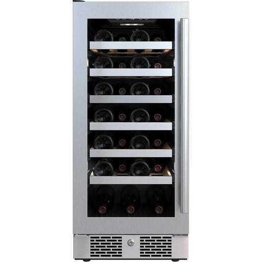 27 Bottle 15 Built-In Single Zone Stainless Steel Wine Refrigerator Left Hinged