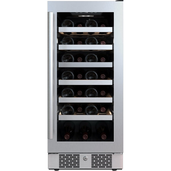27 Bottle 15 Built-In Single Zone Stainless Steel Wine Refrigerator Right Hinged