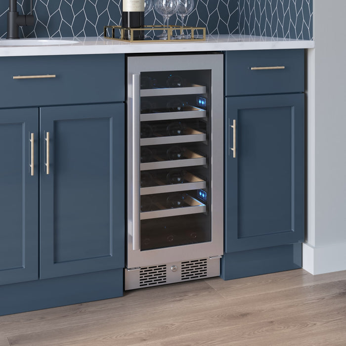Avallon AWC152SZRH 15" Wide 27 Bottle Capacity Single Zone Wine Cooler in Stainless Steel