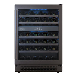 46 Bottle 24 In Built-In Black Stainless Dual Zone Wine Cooler