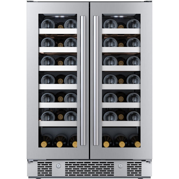 24 Built-In French Door Stainless Steel Wine Refrigerator