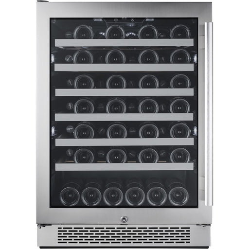 53 Bottle 24 Built-In Single Zone Stainless Steel Wine Refrigerator Left Hinged