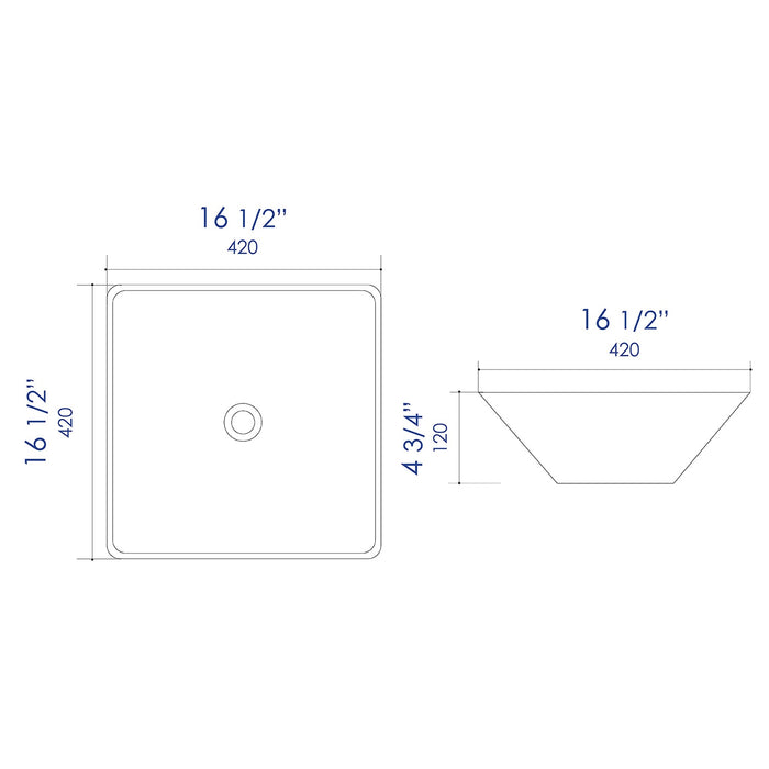 ALFI Brand ABC912 White Modern 17" Square Above-Mount Ceramic Sink