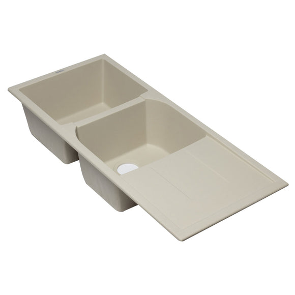 ALFI AB4620DI-B Biscuit 46" Double Bowl Granite Composite Sink with Drainboard