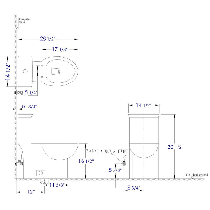 EAGO TB377 ADA Compliant One Piece Single Flush Toilet