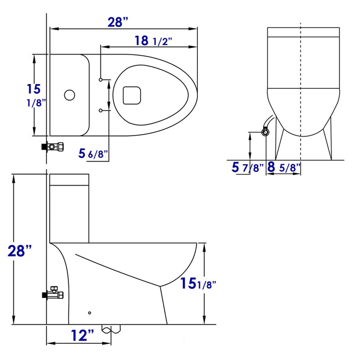 Eago TB346 Modern Dual Flush One Piece High Efficiency Low Flush Ceramic Toilet