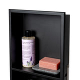 ALFI Brand 12 x 24 Black Matte Stainless Steel Vertical Double Shelf Bath Shower Niche