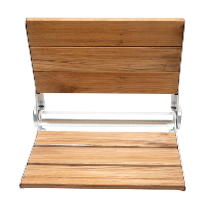 ALFI Brand ABS17-SA 17" Folding Teak Wood Shower Seat Bench with Backrest