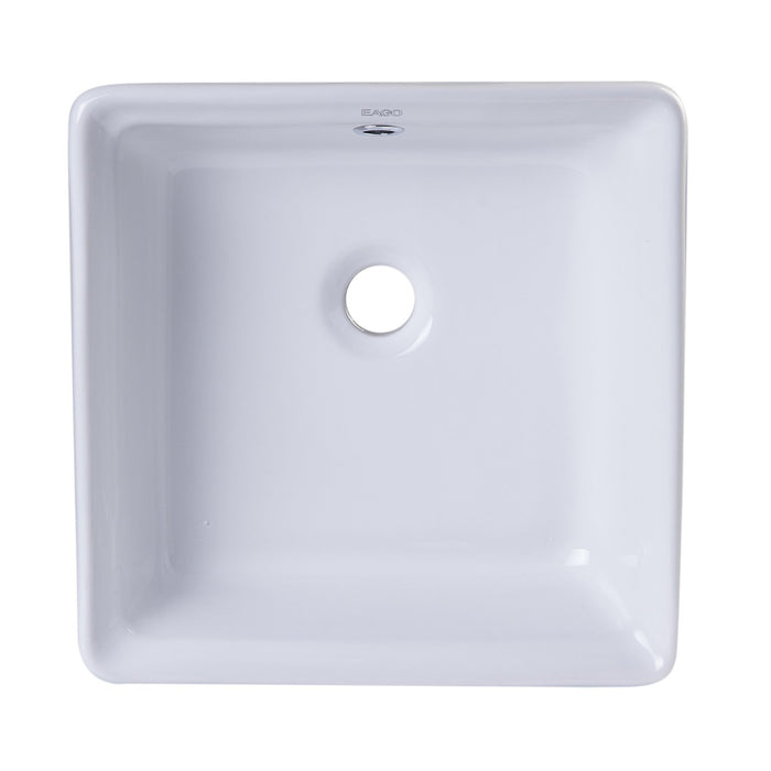 EAGO BA130 15" SQUARE CERAMIC ABOVE MOUNT BATHROOM BASIN VESSEL Sink