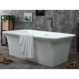 ALFI AB9942 67" White Rectangular Solid Surface Smooth Resin Soaking Bathtub