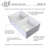 ALFI AB537-W White 32" Fluted Apron Double Bowl Fireclay Farmhouse Kitchen Sink