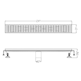 ALFI ABLD24D 24" Modern Stainless Steel Linear Shower Drain with Groove Lines