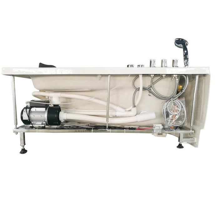 EAGO AM161-L 5' Single Person Corner White Whirlpool Bath Tub - Drain on Left