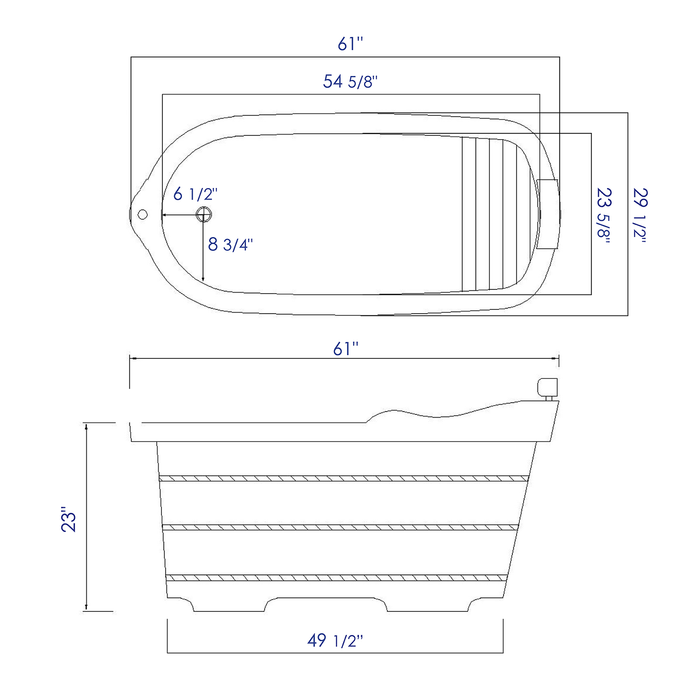 ALFI AB1139 61" Free Standing Cedar Wooden Bathtub with Fixtures & Headrest