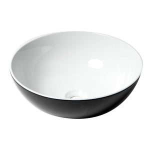 ALFI Brand ABC906 Black & White Modern 15" Round Vessel Above-Mount Ceramic Sink