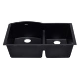 ALFI AB3320UM-BLA Black 33" Double Bowl Undermount Granite Composite Sink