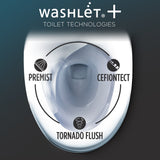 TOTO MW7763084CEFG#01 Drake Washlet+ Two-Piece 1.28 GPF Universal Height Tornado Flush Toilet with C5 Bidet Seat
