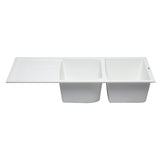 ALFI AB4620DI-W White 46" Double Bowl Granite Composite Sink with Drainboard