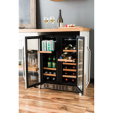 Edgestar CWB1760FD 24" Wide 17 Bottle Wine and 53 Can Beverage Cooler in Stainless Steel