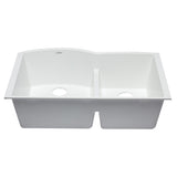 ALFI AB3320UM-W White 33" Double Bowl Undermount Granite Composite Kitchen Sink