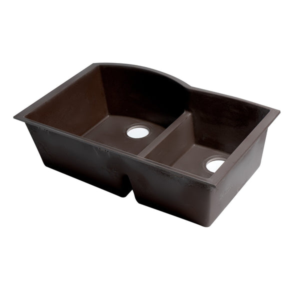 ALFI Brand AB3320UM-C Chocolate 33" Double Bowl Undermount Granite Composite Kitchen Sink
