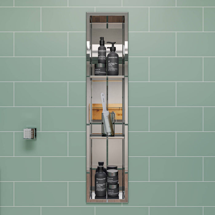 ALFI ABN0836-PSS 8 x 36 Polished Stainless Steel Vertical Triple Shelf Bath Shower Niche
