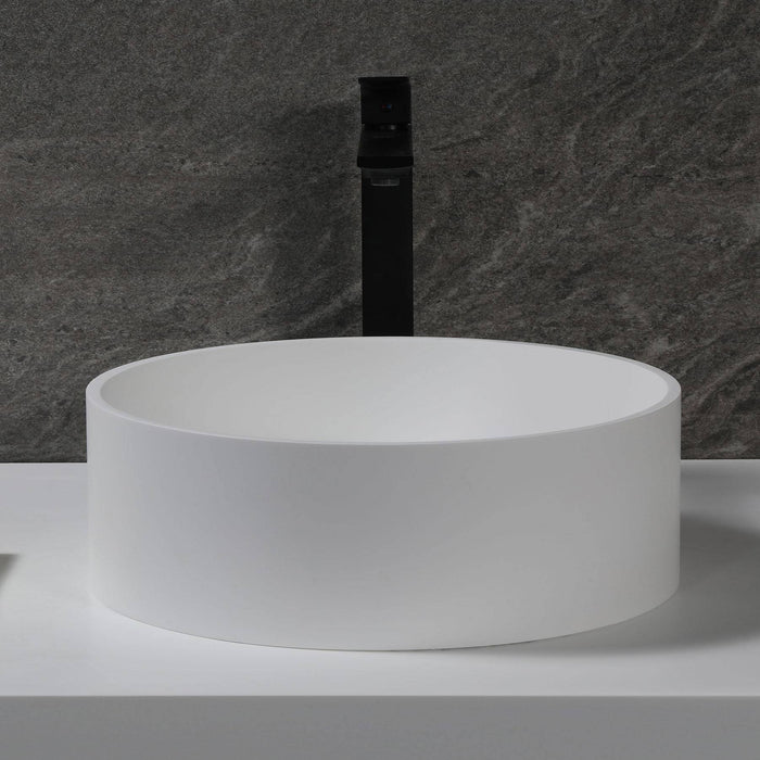 ALFI Brand ABRS15R 15" Round White Matte Solid Surface Resin Sink