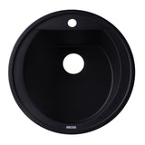 ALFI AB2020DI-BLA Black 20" Drop-In Round Granite Composite Kitchen Prep Sink