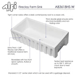 ALFI AB3618HS-W 36 inch White Smooth / Fluted Single Bowl Fireclay Farm Sink