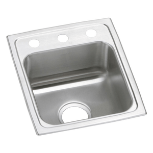 Elkay PSR15173 Celebrity Stainless Steel 15" x 17-1/2" x 7-1/8", 1-Bowl Top Mount Bar Sink