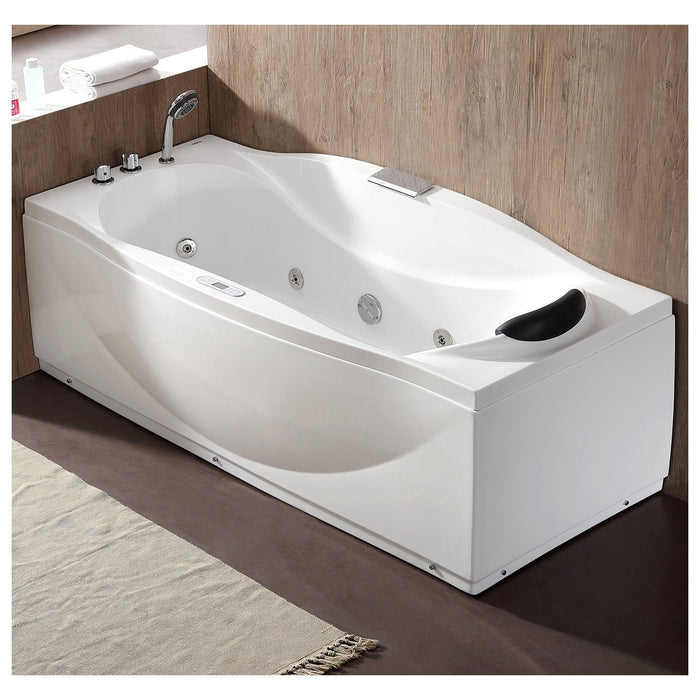 EAGO AM189ETL-L 6 ft Left Drain Acrylic White Whirlpool Bathtub with Fixtures
