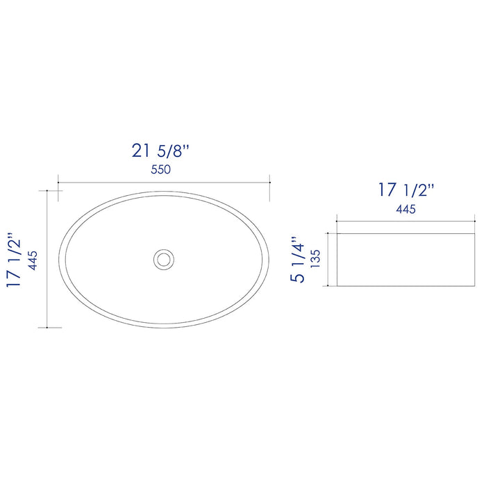 ALFI Brand ABC911 White Modern 22" Oval Above-Mount Ceramic Sink