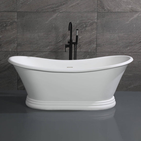 ALFI Brand AB9950 67" White Matte Pedestal Solid Surface Resin Bathtub