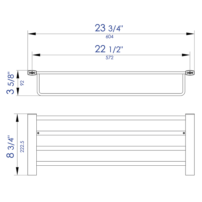 ALFI AB9539-PC Polished Chrome 24 inch Towel Bar & Shelf Bathroom Accessory