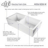 ALFI AB3618DB-W 36" White Smooth Apron Wall Fireclay Double Bowl Farm Sink