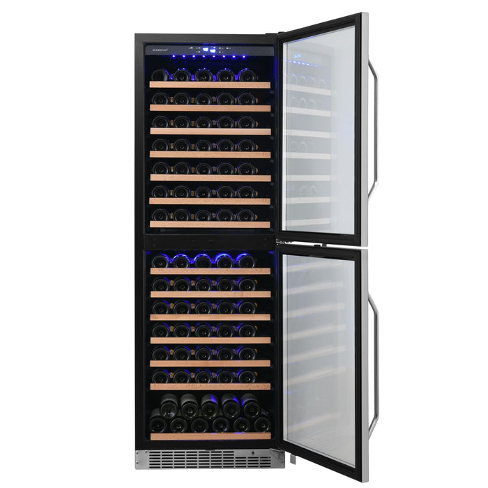 EdgeStar CWR1552DD 155 Bottle 24" Built In Dual Zone Double Door Wine Cooler