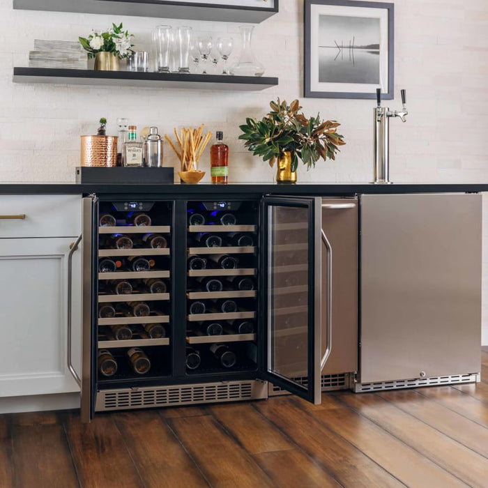 Edgestar CWR5631FD Built-In 30" Wide 56 Bottle Capacity French Door Wine Cooler in Stainless Steel