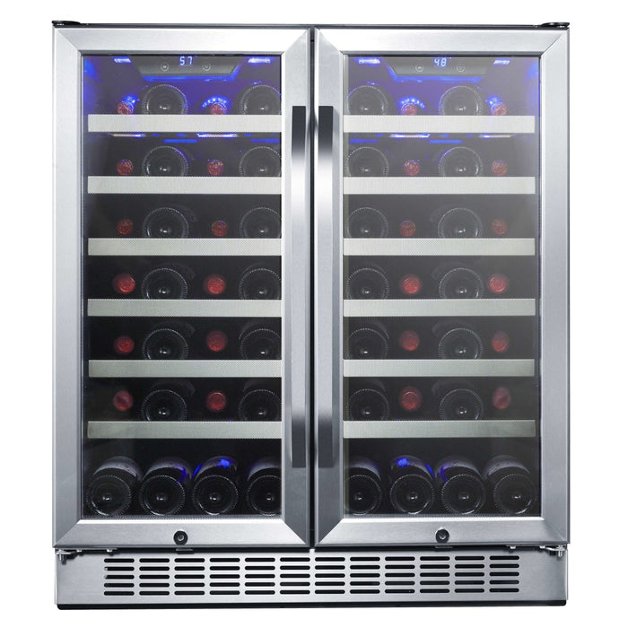 Edgestar CWR5631FD Built-In 30" Wide 56 Bottle Capacity French Door Wine Cooler in Stainless Steel