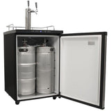 Edgestar KC3000TWIN 24" Wide Freestanding Double Tap Kegerator in Black