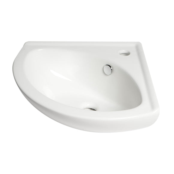 ALFI Brand ABC120 White 22" Corner Wall Mounted Ceramic Sink with Faucet Hole