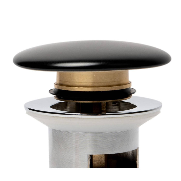 ALFI Brand AB8056-BM Black Matte Modern Ceramic Mushroom Top Pop Up Drain for Sinks with Overflow