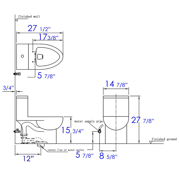 Eago TB359 Dual Flush One Piece High Efficiency Low Flush Ceramic Toilet