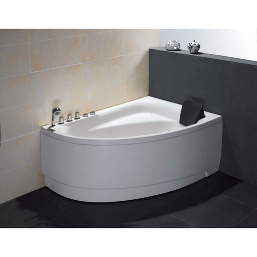 EAGO AM161-L 5' Single Person Corner White Whirlpool Bath Tub - Drain on Left