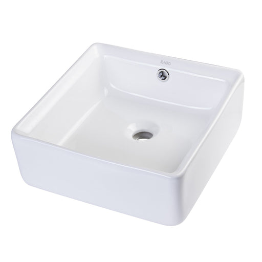 EAGO BA130 15" SQUARE CERAMIC ABOVE MOUNT BATHROOM BASIN VESSEL Sink