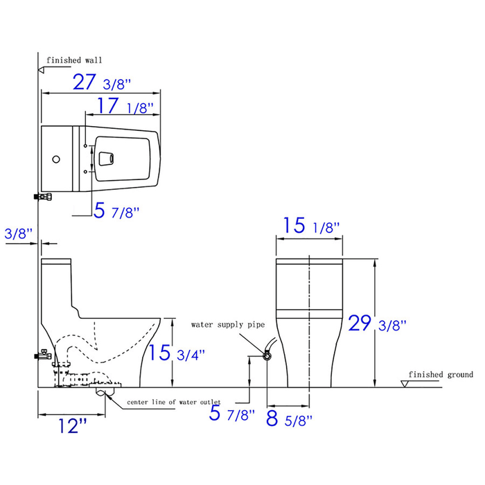 Eago TB356 Dual Flush One Piece High Efficiency Low Flush Ceramic Toilet