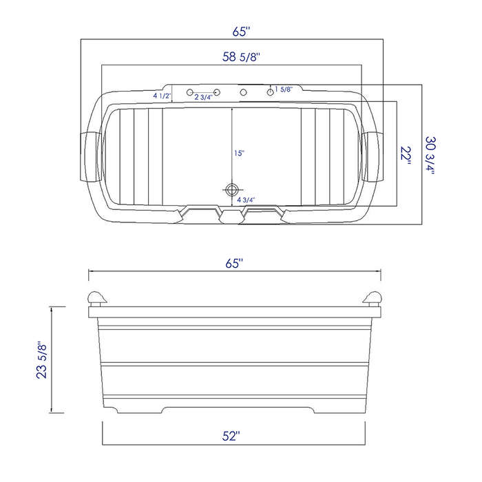 ALFI AB1130 65" 2 Person Free Standing Cedar Bathtub with Fixtures & Headrests
