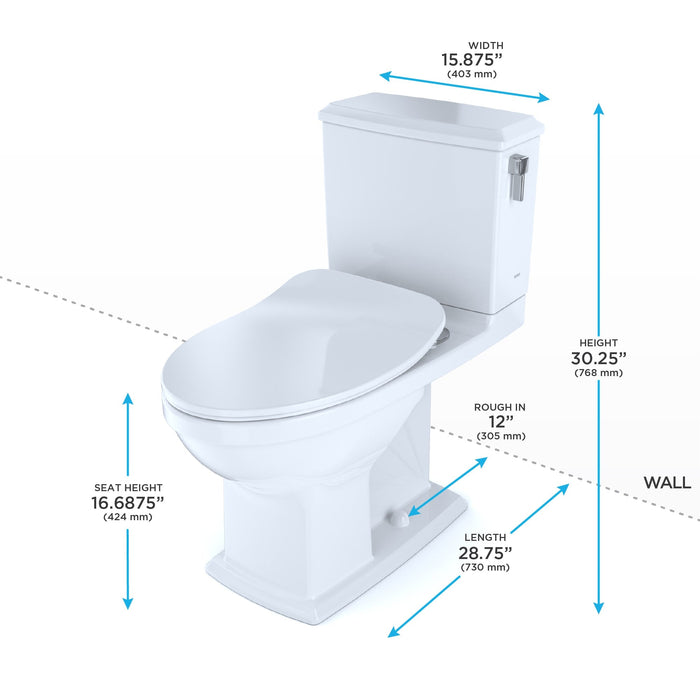 TOTO MS494234CEMFRG#01 Connelly Two-Piece Dual Flush Toilet with Right Lever, Washlet+ Ready