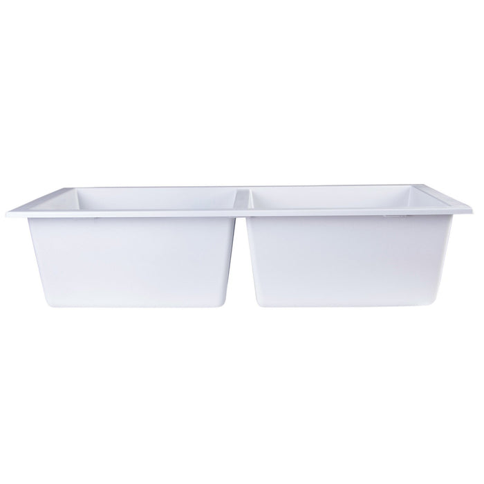 ALFI AB3420UM-W White 34" Undermount Double Bowl Granite Composite Kitchen Sink