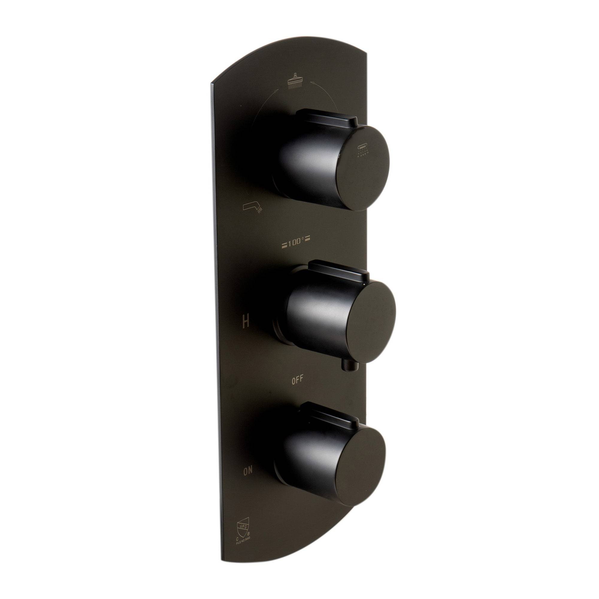 ALFI AB4001-BM Black Matte 3-Way Thermostatic Valve Shower Mixer  