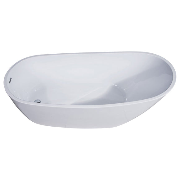 ALFI Brand AB8826 68 inch White Oval Acrylic Free Standing Soaking Bathtub
